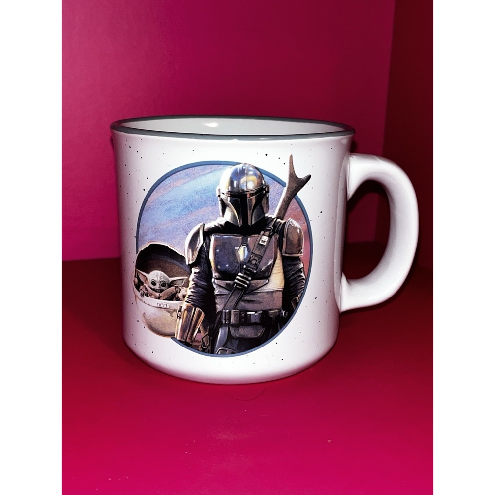 Star Wars Mandalorian & Child Grogu BABY Yoda Camper Coffee Mug Silver Buffalo
